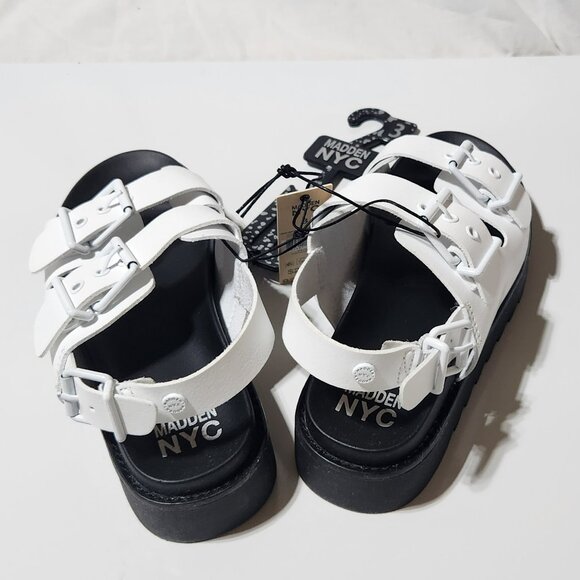 Girls NYC White & Black Sandals – Size 2 - Picture 3 of 5